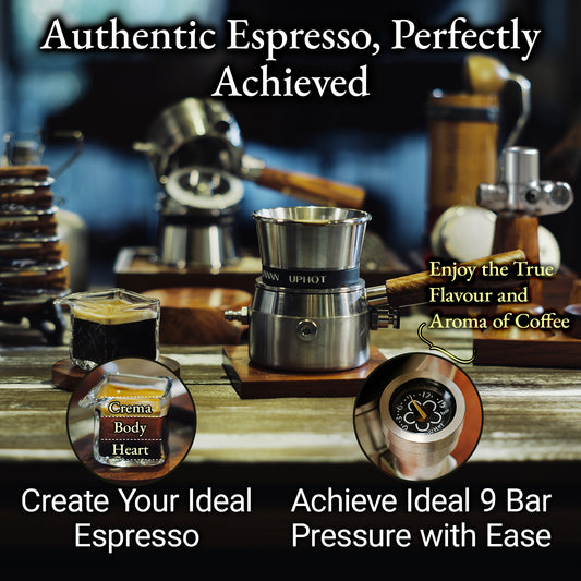 RUNNNN UPHOT Portable Espresso Machine 8-in-1, 9 Bar Pneumatic, Manual No-Power Espresso Maker, Stainless Steel, Compact for Travel Camping Outdoor