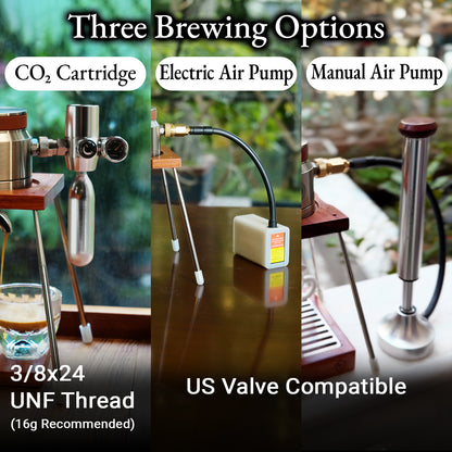 RUNNNN UPTANK Portable Espresso Machine (Maker Only, with Stand), 9 Bar Manual Pneumatic Espresso Maker, No Electricity, Stainless Steel Coffee Maker