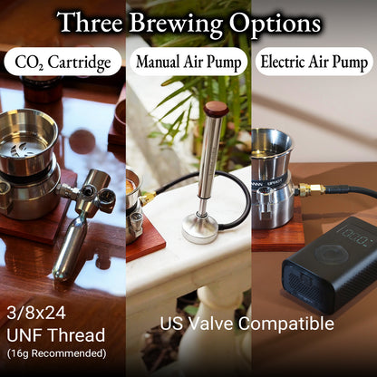 RUNNNN Pneumatic Pressure Kit for Espresso Machines (Machine Not Included), 9 Bar CO₂ Extraction Accessory, Manual Espresso Pressure System, Stainless Steel, Portable