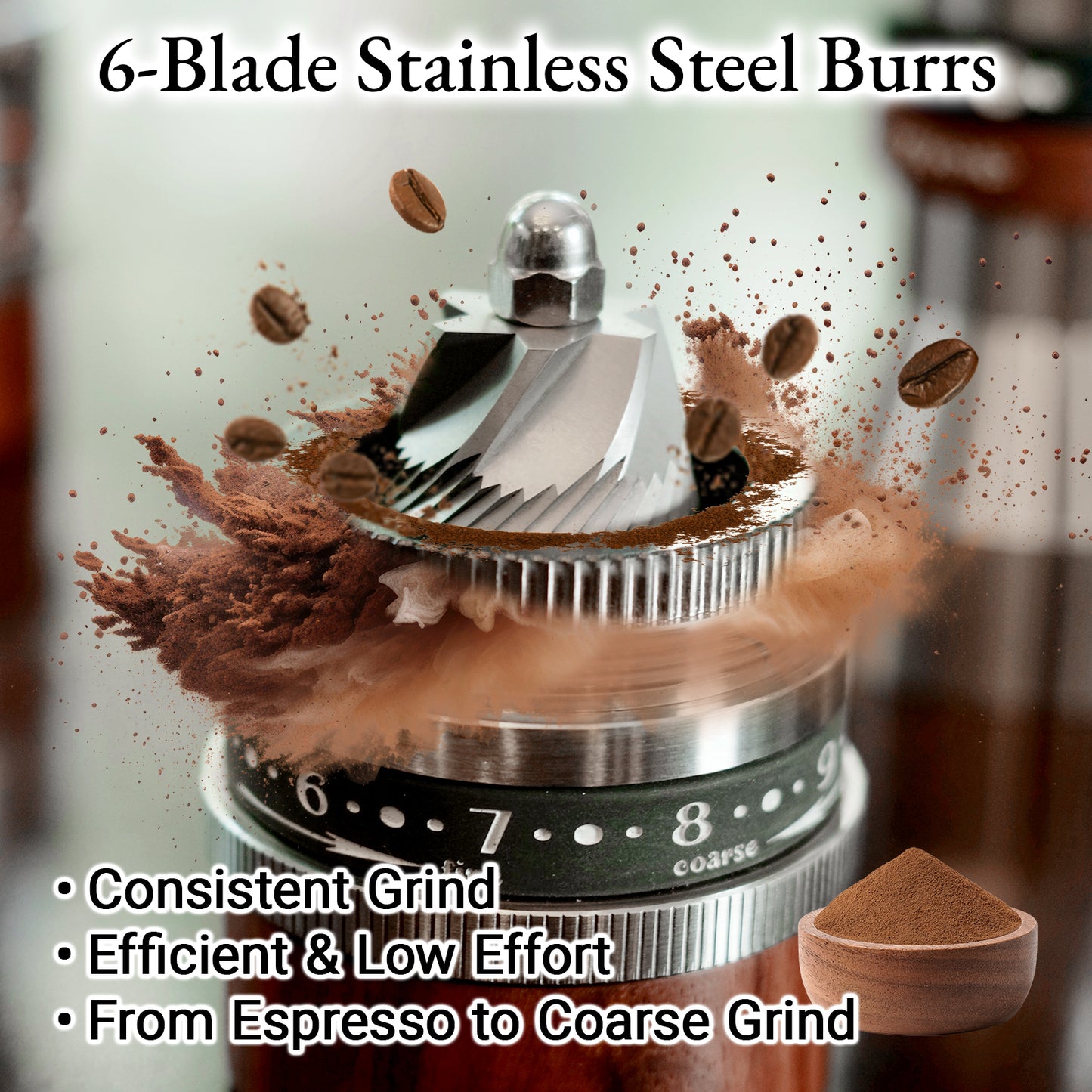 RUNNNN UPVOID Manual Coffee Grinder, Hollow Shaftless Burr Grinder for Espresso, Adjustable Grind Size, Anti-Static Stainless Steel/Aluminum Hand Grinder, Low Retention, Lightweight Portable & Easy to Clean