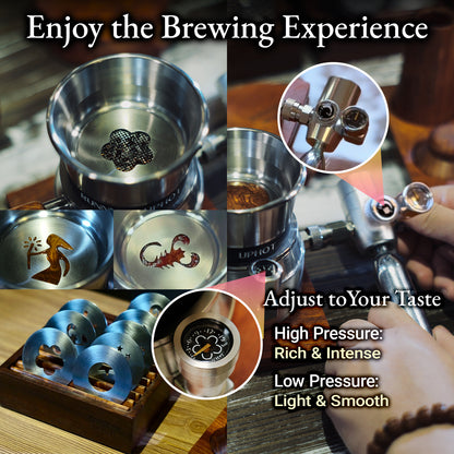 RUNNNN Pneumatic Pressure Kit for Espresso Machines (Machine Not Included), 9 Bar CO₂ Extraction Accessory, Manual Espresso Pressure System, Stainless Steel, Portable