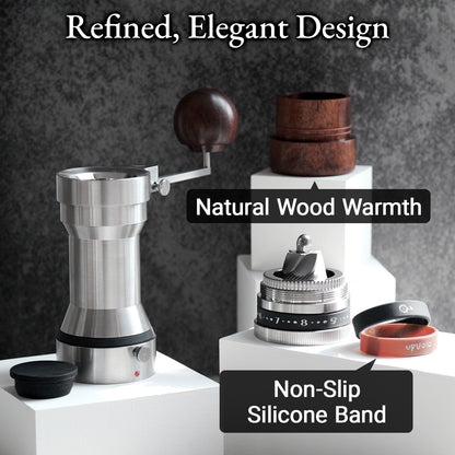 RUNNNN UPVOID Manual Coffee Grinder, Hollow Shaftless Burr Grinder for Espresso, Adjustable Grind Size, Anti-Static Stainless Steel/Aluminum Hand Grinder, Low Retention, Lightweight Portable & Easy to Clean
