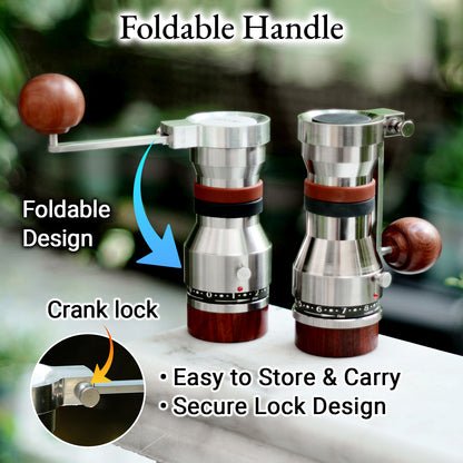 RUNNNN UPVOID Manual Coffee Grinder, Hollow Shaftless Burr Grinder for Espresso, Adjustable Grind Size, Anti-Static Stainless Steel/Aluminum Hand Grinder, Low Retention, Lightweight Portable & Easy to Clean