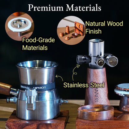 RUNNNN UPHOT Portable Espresso Machine 5-in-1, 9 Bar Pneumatic Manual Espresso Maker, No Power Needed, Stainless Steel, Compact for Camping Travel Outdoor