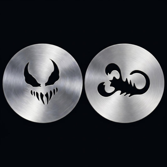 RUNNNN Stainless Steel Scorpion and Ghost Face Mode Shower Screen for UPHOT Espresso Machine, Decorative Coffee Filter Mesh, 2 PCS Set(R-LOFilter-2P-04)